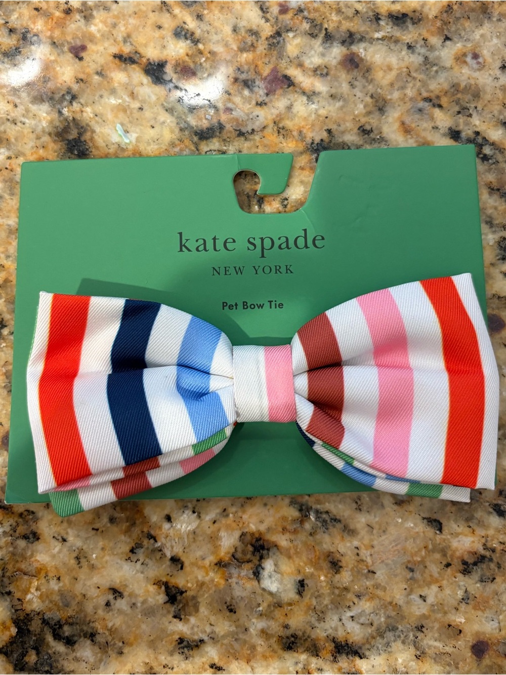 kate spade Multi-Stripe Pet Bow Tie in Red, Blue, Pink, Green and White